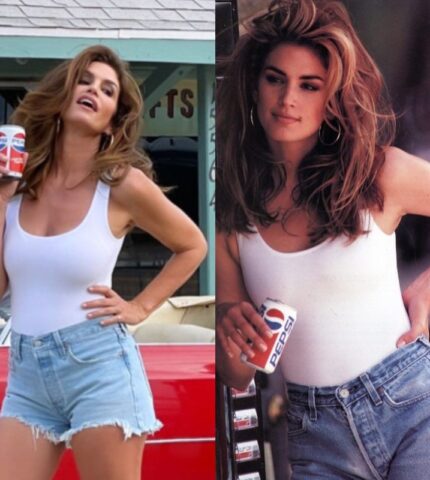 Сінді Кроуфорд відтворила кадр з культової реклами Pepsi 1992 року в благодійних цілях.