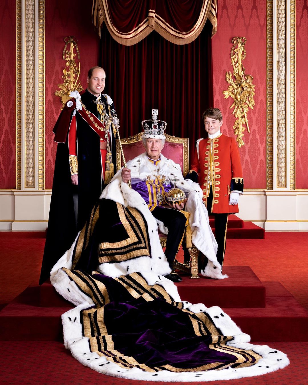 король Чарльза принц Вільям принц Джордж офіційний портрет 