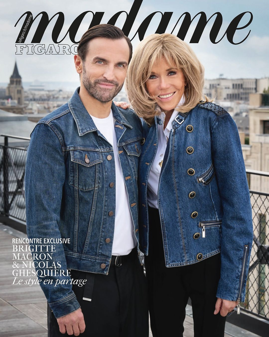 Бріжит Макрон і Ніколя Геск'єр на обкладинці журналу Madame Figaro-Фото 1