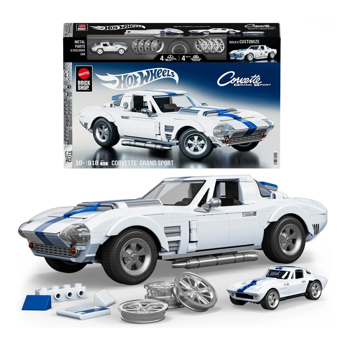 Колекційна машинка-конструктор «Corvette Grand Sport» серії «Elite» Mattel Brick Shop